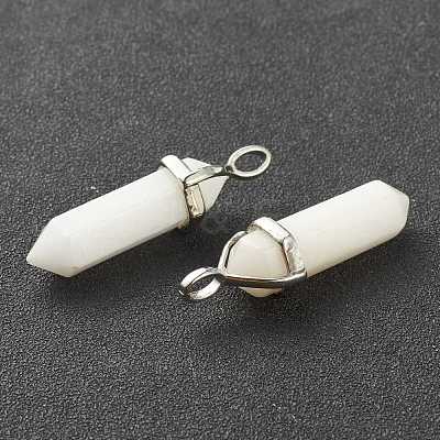 Natural White Jade Pointed Pendants G-M378-01P-A12-1