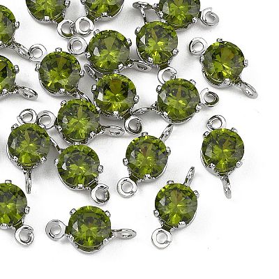SHEGRACE Brass Pave Cubic Zirconia Flat Round Connector Charms XGRQ2O414-435D-P-1