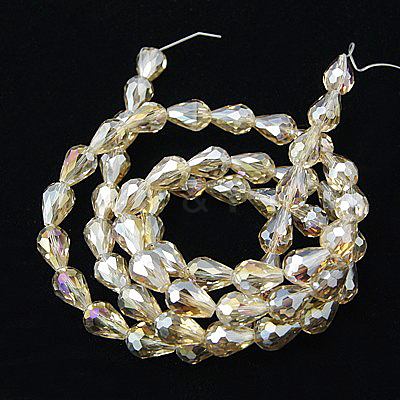 Electroplate Glass Beads Strands X-EGLA-D015-12x8mm-24-1