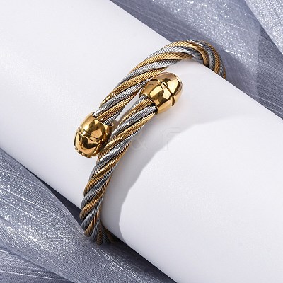 304 Stainless Steel Torque Bangles for Women BJEW-P310-25GP02-1