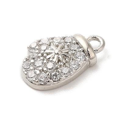 Christmas Theme Brass Micro Pave Cubic Zirconia Charms KK-P278-11P-1