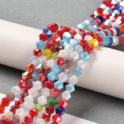 Opaque Solid Color Electroplate Glass Beads Strands EGLA-A039-P4mm-B16-1