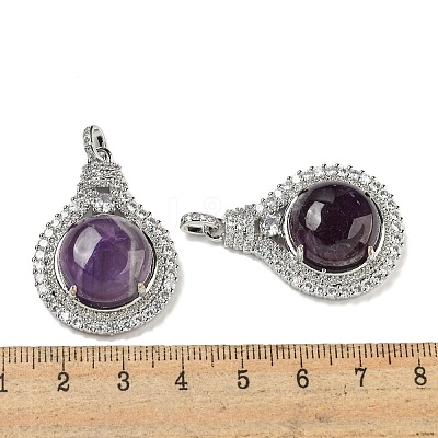 Natural Amethyst with Clear Cubic Zirconia Pendants G-G133-01P-19-1