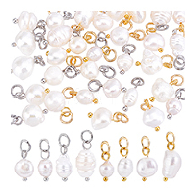 32Pcs 8 Styles Natural Pearl Nuggets Pendants PALLOY-PH01723-1