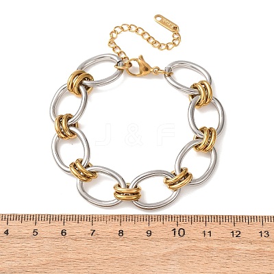 Two Tone 304 Stainless Steel Link Chain Bracelets for Women SA-CBA7B26-05GP-02-1