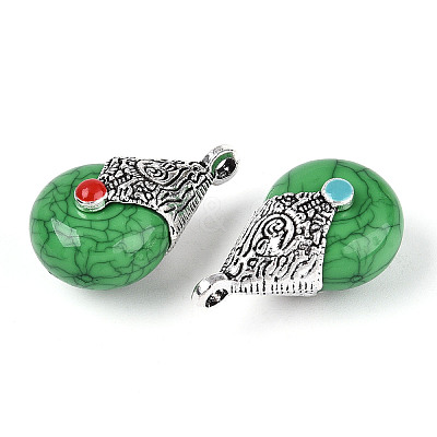 Tibetan Style Resin Pendants RESI-T022-16H-1