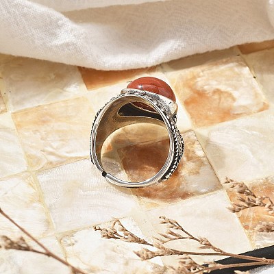 Natural Red Jasper Adjustable Rings RJEW-I108-03AS-06-1