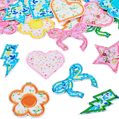 8 Bags 4 Colors Polyester Embroider Self-adhesion Thread Iron on/Sew On Patches PATC-TA0001-51-1