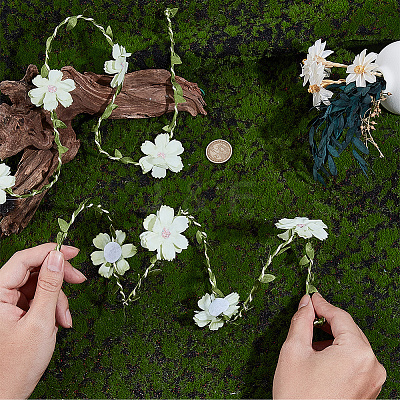 Flower Polyester with Iron wire Upper Arm Cuff Bangles for Women AJEW-GF0014-08B-1