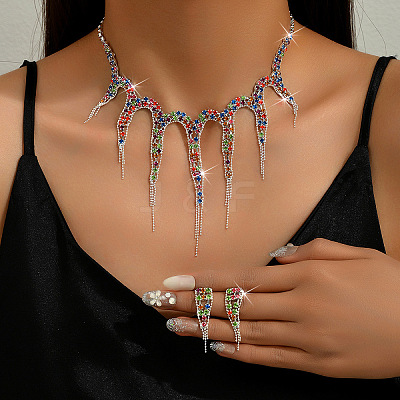 Octopus Alloy Rhinestone Pendant Necklaces & Stud Dangle Earrings Sets FS-WG9BFDE-06-1