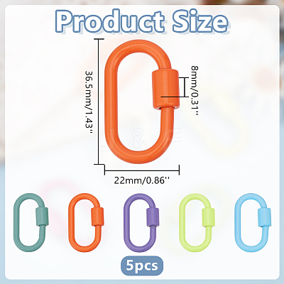 6Pcs 6 Styles Baking Paint Alloy Screw Locking Carabiners FIND-DR0002-08B-1