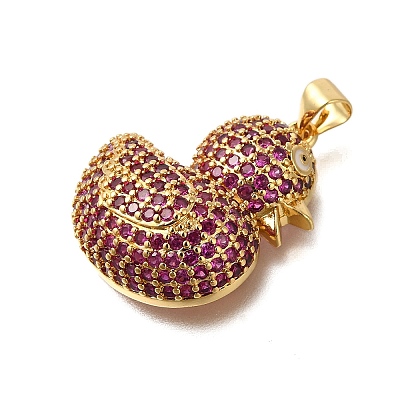 Rack Plating Brass Micro Pave Cubic Zirconia Pendants ZIRC-F142-01G-03-1