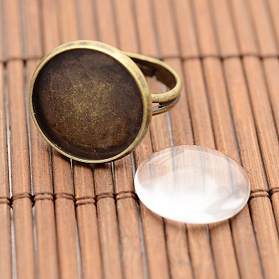 Vintage Brass Ring Components and Clear Glass Cabochons DIY-X0199-AB-NF-1