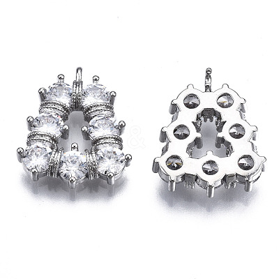 Brass Inlaid Clear Cubic Zirconia Pendants ZIRC-S069-025P-1