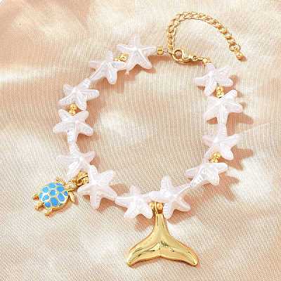 Ocean Brass Enamel Charm Bracelets for Women KK-CBA68DA-15A-G-1