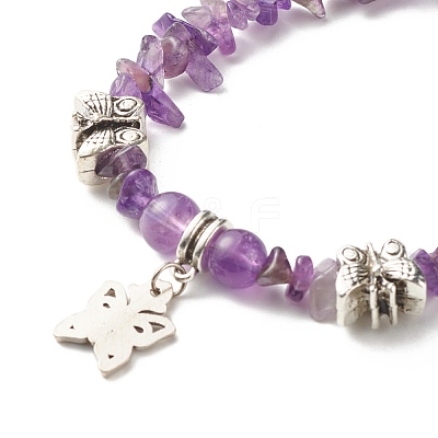 Mixed Stone Chip Beads Reiki Healing Multi-strand Bracelet BJEW-JB07052-M-1