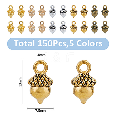150Pcs 5 Colors Tibetan Style Alloy Pendants FIND-FH0009-32-1