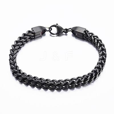 304 Stainless Steel Wheat Chain Bracelets BJEW-H508-06B-1