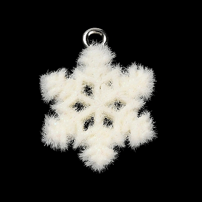 Christmas Flocky Opaque Resin Pendants RESI-C064-01C-1