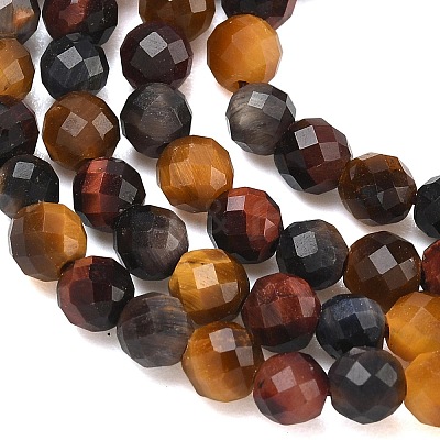Three-Color Natural Tiger Eye Beads Strands G-L642-F08-4mm-1