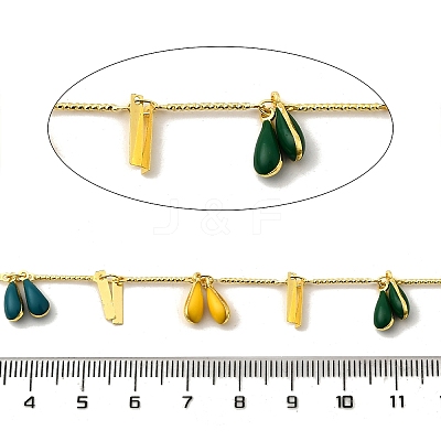 Brass Enamel Teardrop with Rectangle Link Chains CHS-H112-23G-02-1