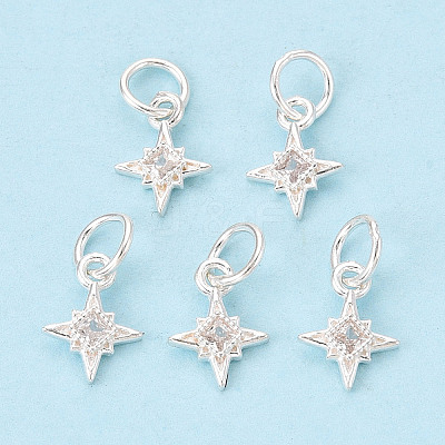 925 Sterling Silver Pave Clear Cubic Zirconia Star Charms STER-T009-15S-1