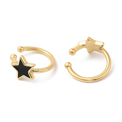 Star Enamel Cuff Earrings EJEW-G348-15G-02-1