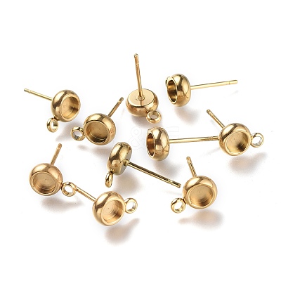 Ion Plating(IP) 304 Stainless Steel Stud Earring Settings STAS-I161-01A-G-1