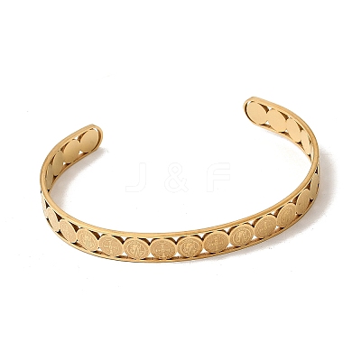 201 Stainless Steel Open Cuff Bangles for Women BJEW-Z162-01G-1