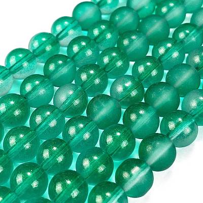 Frosted Transparent Glass Bead Strands X1-GLAA-P065-8mm-14-1