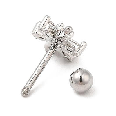 Brass Micro Pave Clear Cubic Zirconia Stud Earrings EJEW-L265-08P-1
