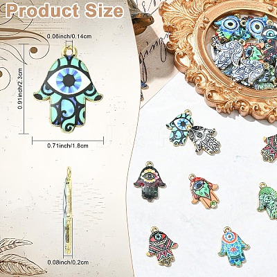 15Pcs 15 Colors Printed Alloy Pendants ENAM-YW0006-44-1