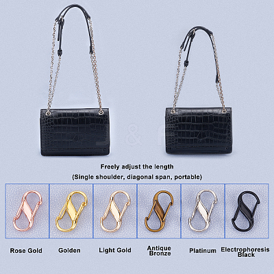 12Pcs 6 Colors Zinc Alloy DIY Bags Adjustable Clasps Accessories FIND-PH0002-89-1