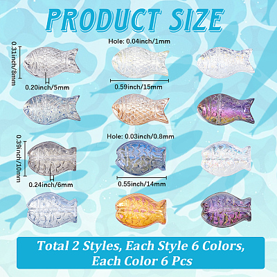 72Pcs 12 Styles Electroplate Glass Beads EGLA-PA0001-24-1