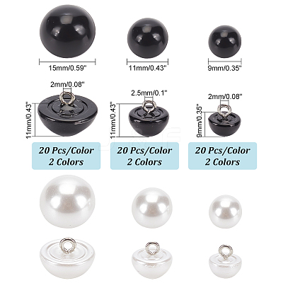120pcs 6 styles Plastic Imitation Pearl Button FIND-PH0017-42-1