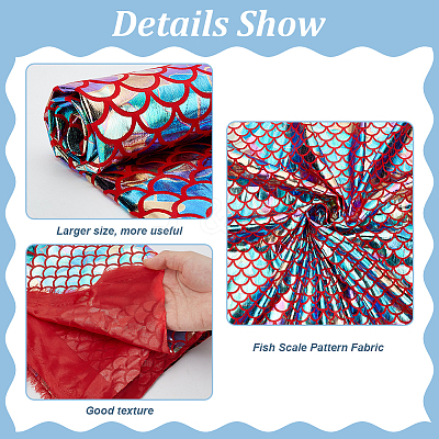 Fish Scale Pattern Polyester Fabric DIY-WH0569-92A-1