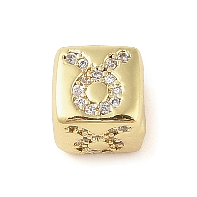 Brass Micro Pave Clear Cubic Zirconia European Beads LS-KK-K368-01G-02-1