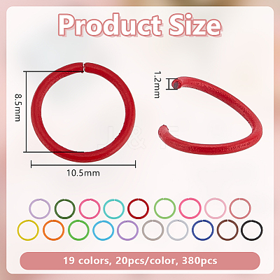 380Pcs 19 Colors Baking Paint Alloy Open Jump Rings FIND-AR0006-19A-1