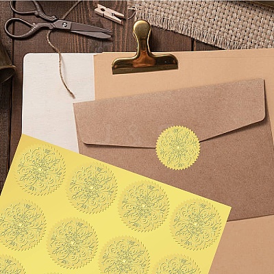 34 Sheets Mandala Self Adhesive Gold Foil Embossed Stickers DIY-WH0509-015-1