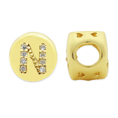 Brass Micro Pave Clear Cubic Zirconia Beads KK-T030-LA843-NX3-1