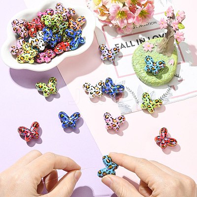 UV Plating Leopard Print Pattern Opaque Acrylic Beads OACR-CJZ0001-03-1