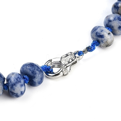 Natural Blue Spot Jasper Rondelle Graduated Beaded Necklaces for Women Men NJEW-K388-02N-1