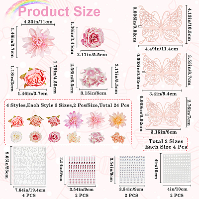 46Pcs 17 Style Cloth Rose Flower AJEW-GF0008-83-1