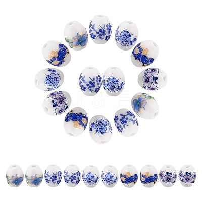 5Bags 5 Colors Handmade Porcelain Beads PORC-AR0001-12-1