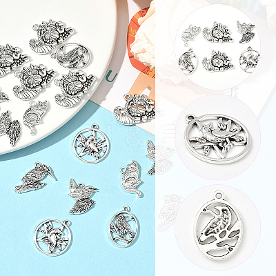 48Pcs 6 Styles Tibetan Style Alloy Pendants FIND-SC0019-41-1