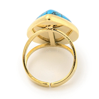 Ion Plating(IP) 304 Stainless Steel Synthetic Turquoise Cuff Rings G-Z056-09G-02-1