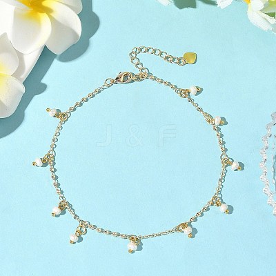 Natural Cultured Freshwater Pearl Rondelle Tassel Anklets AJEW-AN00718-1