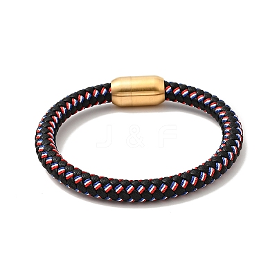 Microfiber Leather Braided Round Cord Bracelet with 304 Stainless Steel Clasp for Men Women BJEW-C021-11-1
