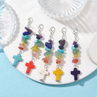 Synthetic Turquoise Pendant Decorations HJEW-TA00132-02-1