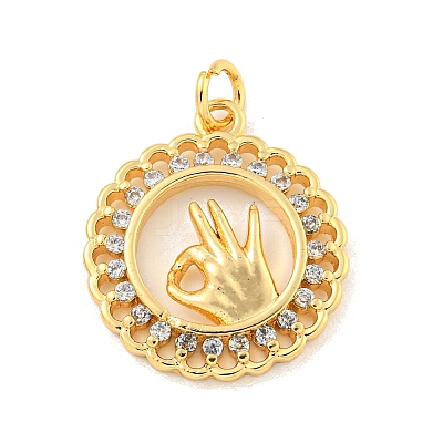 Brass Micro Pave Clear Cubic Zirconia Pendants KK-U007-01G-03-1
